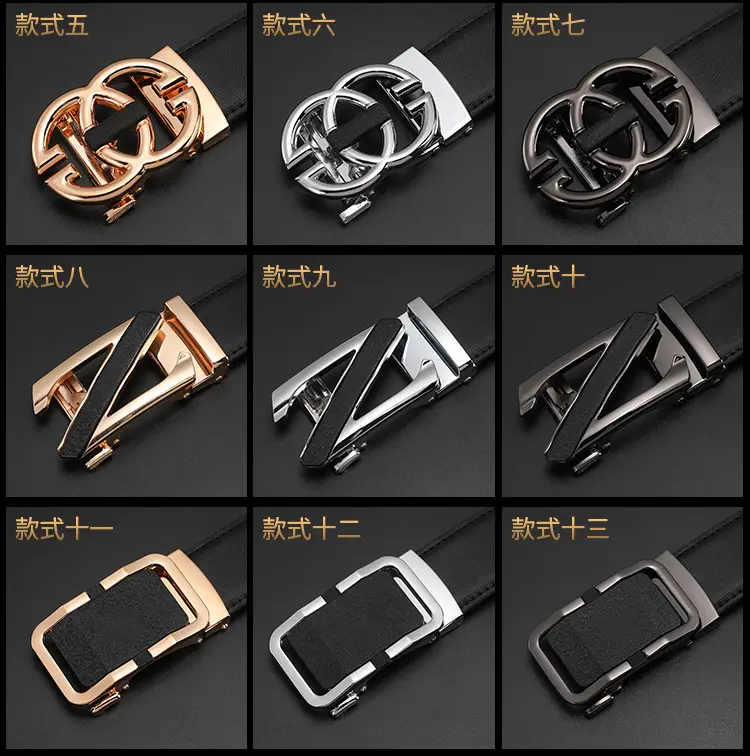 Men's Real Cowhide Belt with Automatic Buckle Gold Silver - Image 15