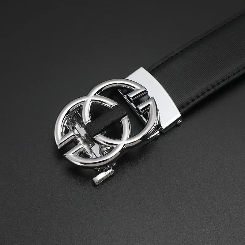 Men's Real Cowhide Belt with Automatic Buckle Gold Silver - Image 16