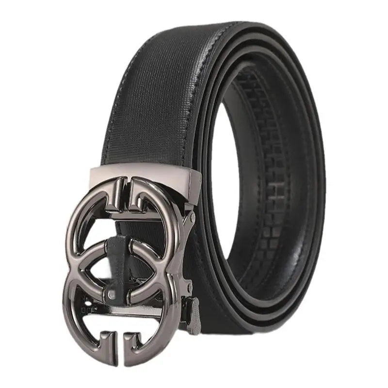 Men's Real Cowhide Belt with Automatic Buckle Gold Silver - Image 17