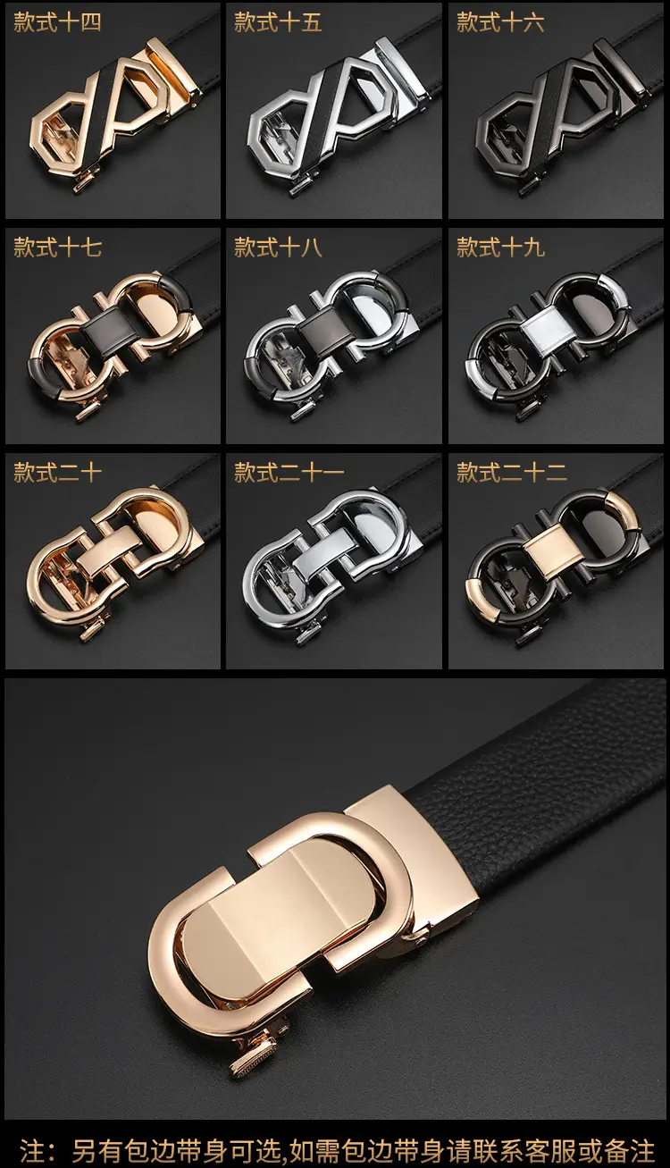 Men's Real Cowhide Belt with Automatic Buckle Gold Silver β feature 5