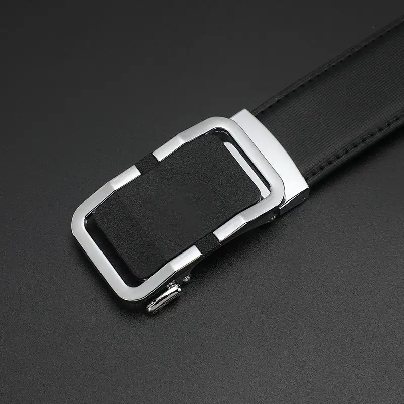 Men's Real Cowhide Belt with Automatic Buckle Gold Silver - Image 11