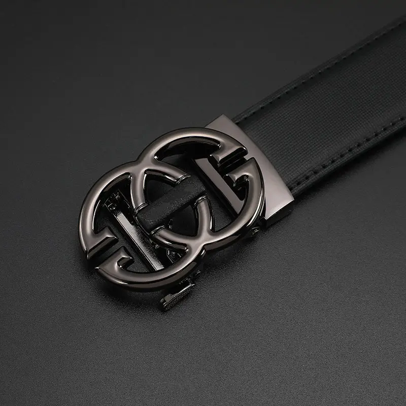Men's Real Cowhide Belt with Automatic Buckle Gold Silver - Image 6