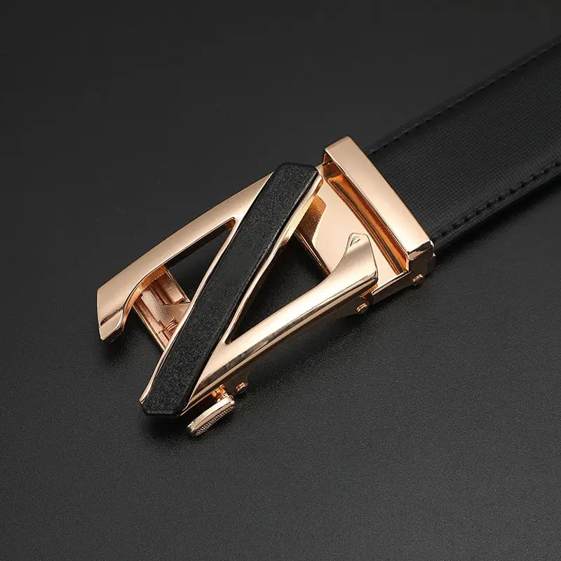 Men's Real Cowhide Belt with Automatic Buckle Gold Silver - Image 7