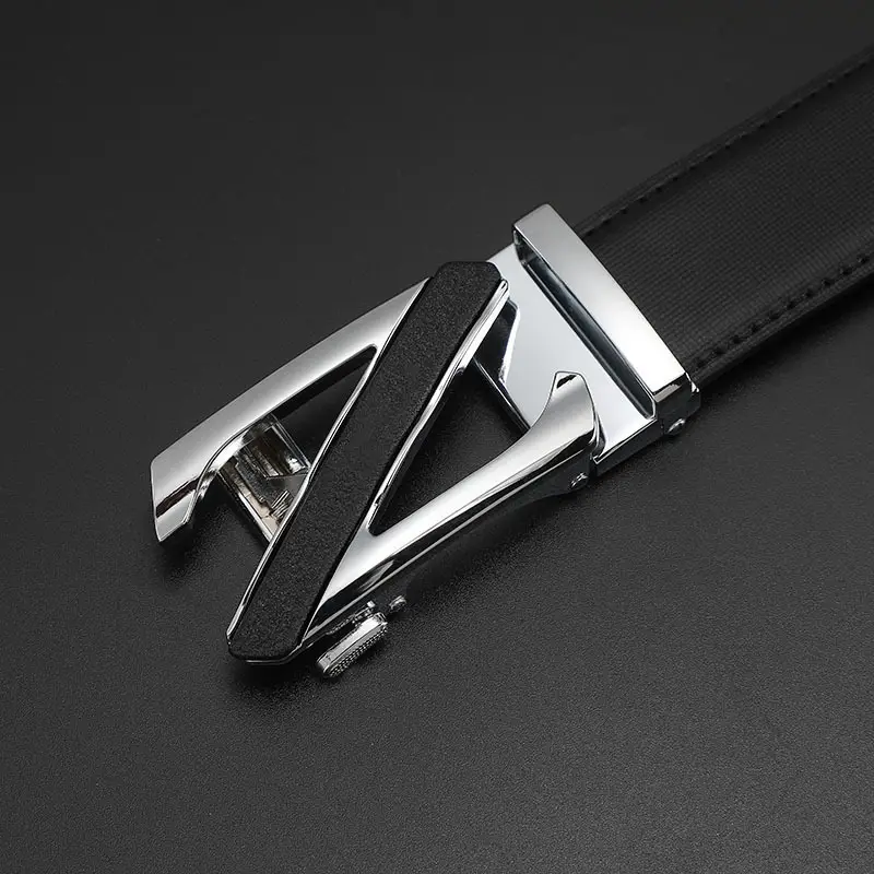 Men's Real Cowhide Belt with Automatic Buckle Gold Silver - Image 8