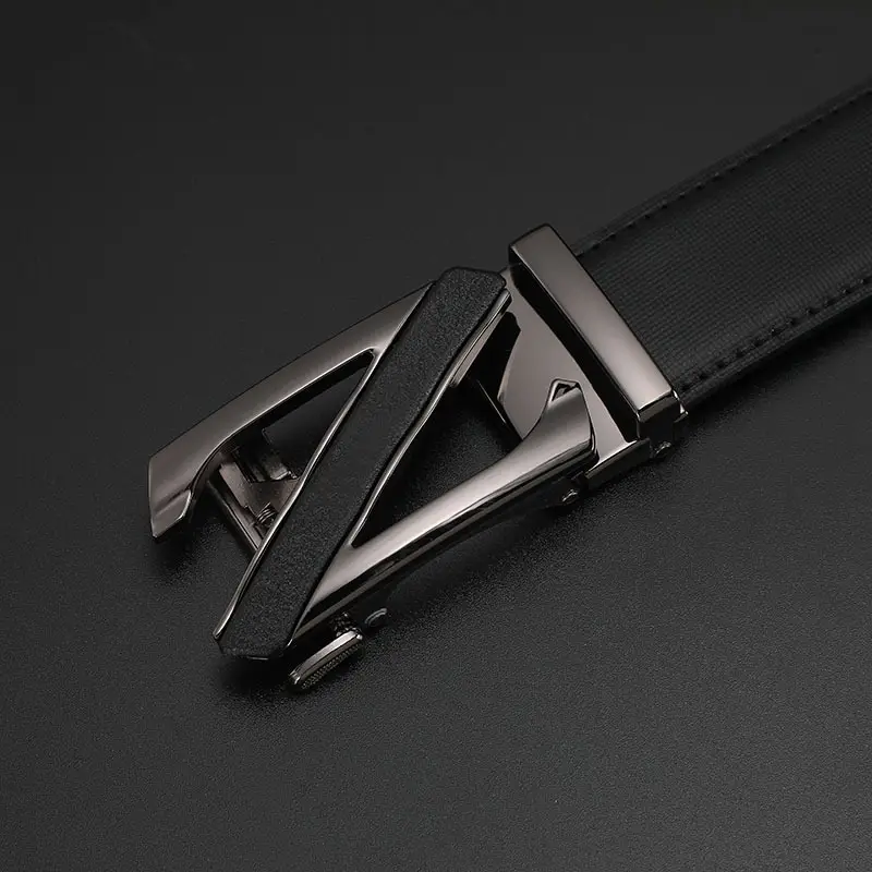 Men's Real Cowhide Belt with Automatic Buckle Gold Silver - Image 9
