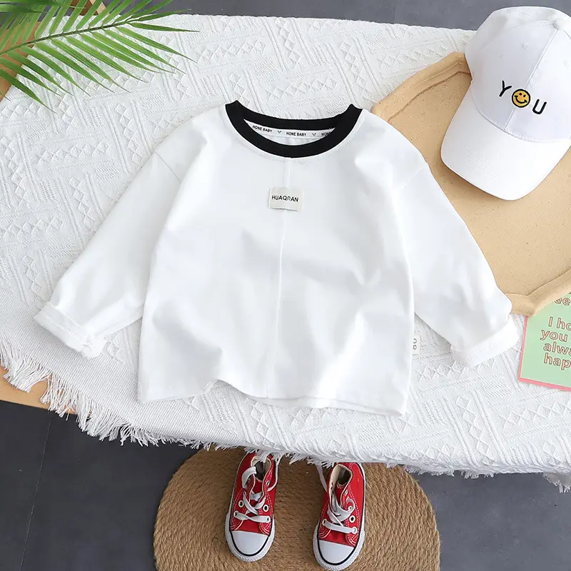 Boys T-Shirt White Round Neck Baby Base Layer - Image 2