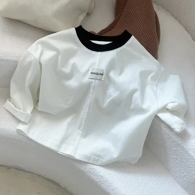 Boys T-Shirt White Round Neck Baby Base Layer - Image 3