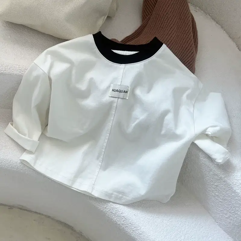 Boys T-Shirt White Round Neck Baby Base Layer — feature 4