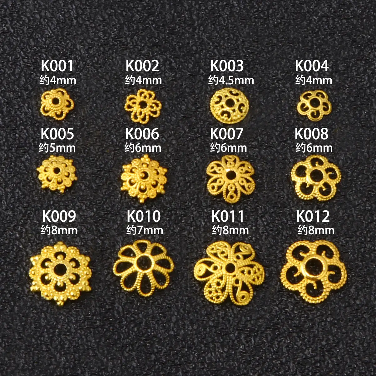 18K Gold Floral Spacer Beads Set for Jewelry Making - Image 2