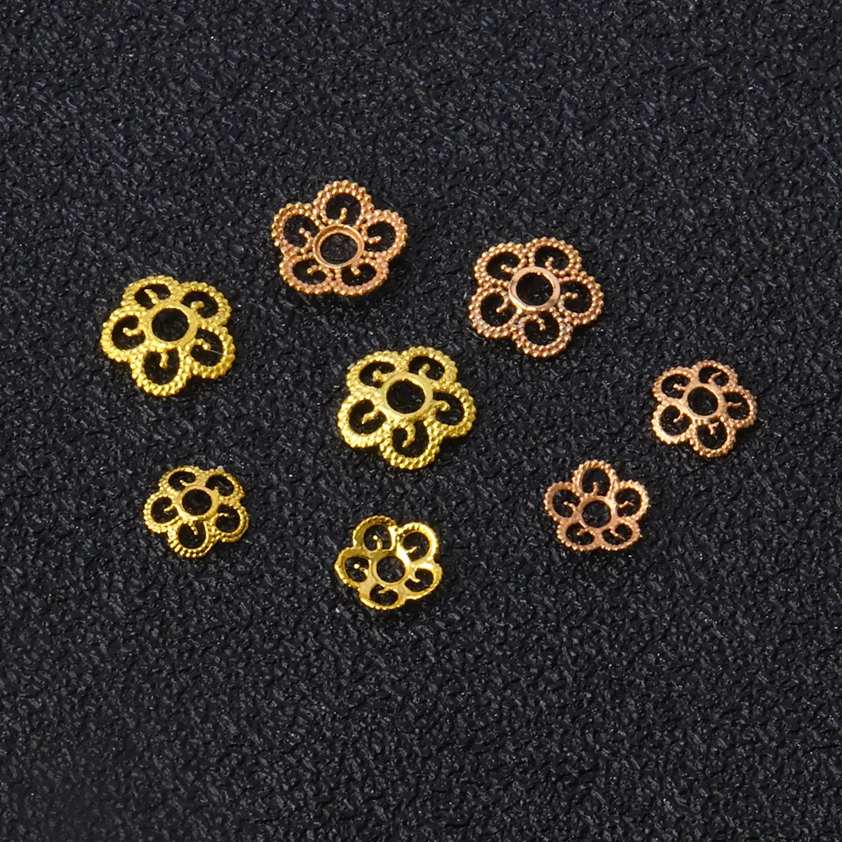 18K Gold Floral Spacer Beads Set for Jewelry Making - Image 4