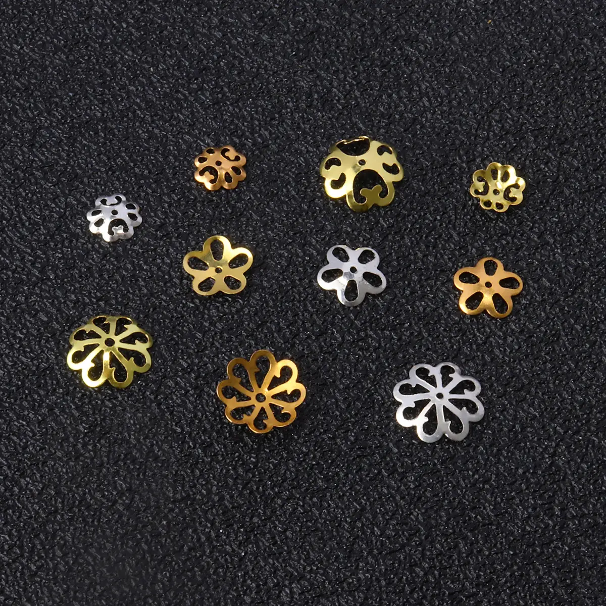 18K Gold Floral Spacer Beads Set for Jewelry Making - Image 5