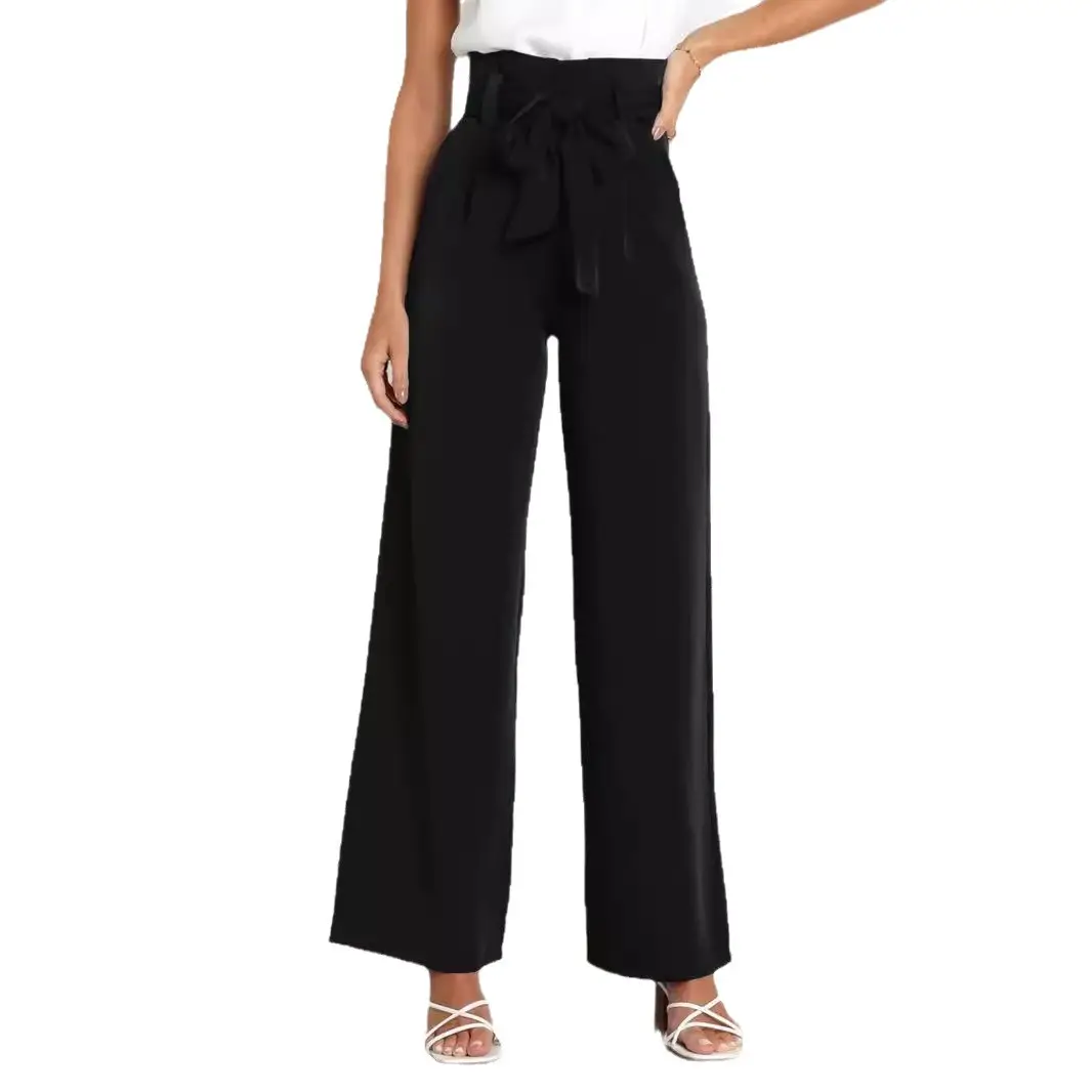 Wide Leg Pants with Bow Tie for Women Green - Image 15