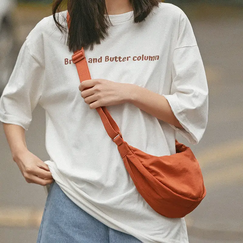 Women Shoulder Crossbody Bag Orange Nylon Casual 2023 - Image 9