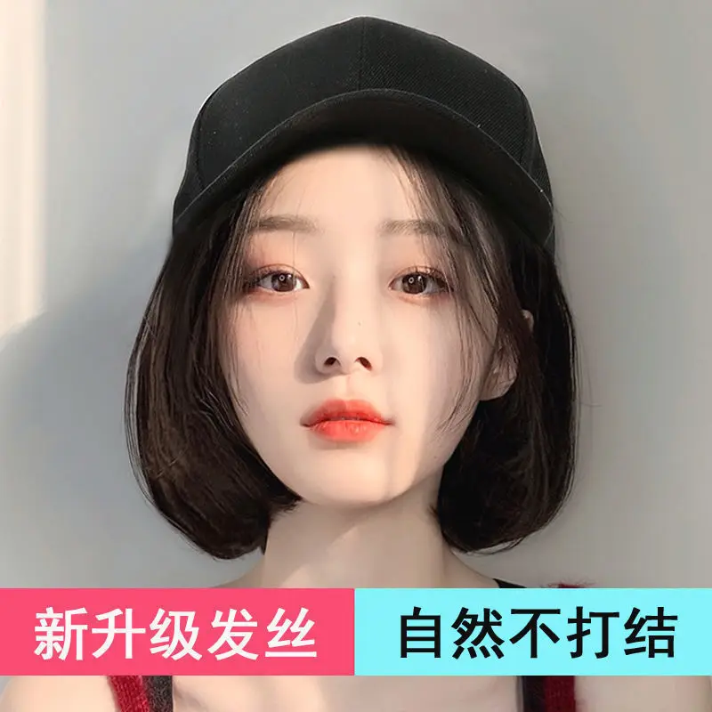 Women's All-in-One Red Cap Wig Bobo Head Short Hair - Image 23