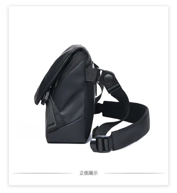 Men's Black Leather Crossbody Messenger Bag Waterproof Casual — feature 27