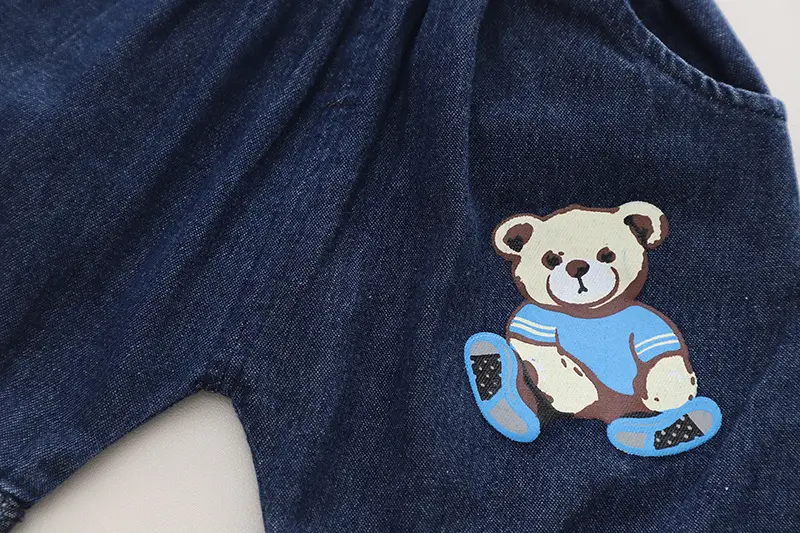Kids Boys Cotton Teddy Bear Lapel T-Shirt Shorts Set — feature 13