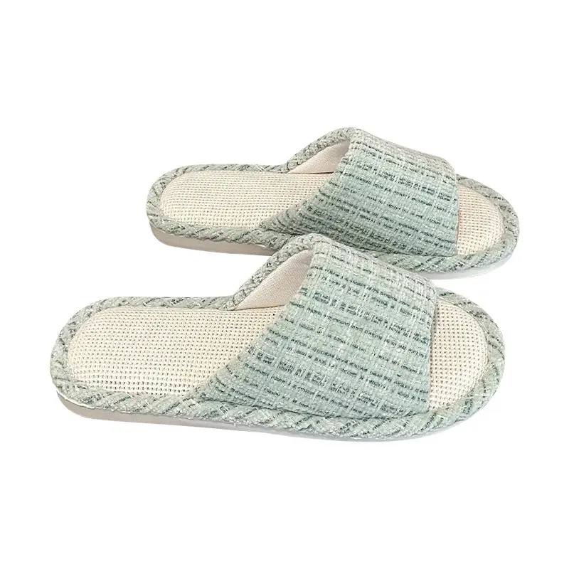 Linen Slippers Women's Four Seasons Household Indoor Flooring Cotton Linen Non-Slip Sweat Absorbing Home Simple Sandals Women's Summer