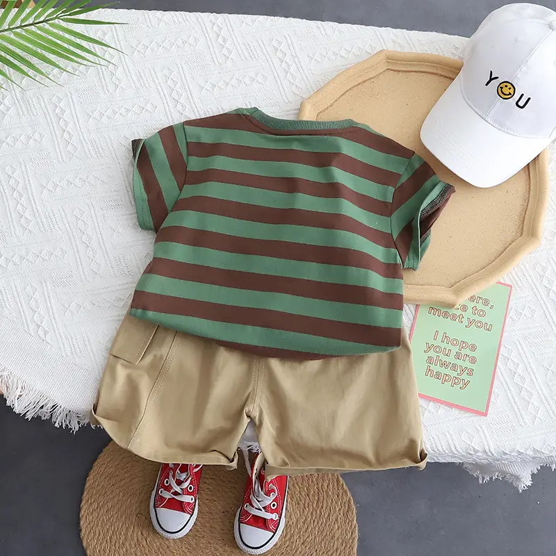 Boys Striped T-Shirt & Cargo Pants 2026 Set