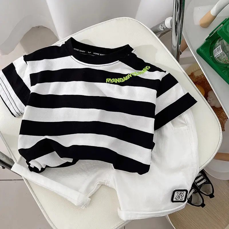 Boys Striped T-Shirt & Cargo Pants 2026 Set