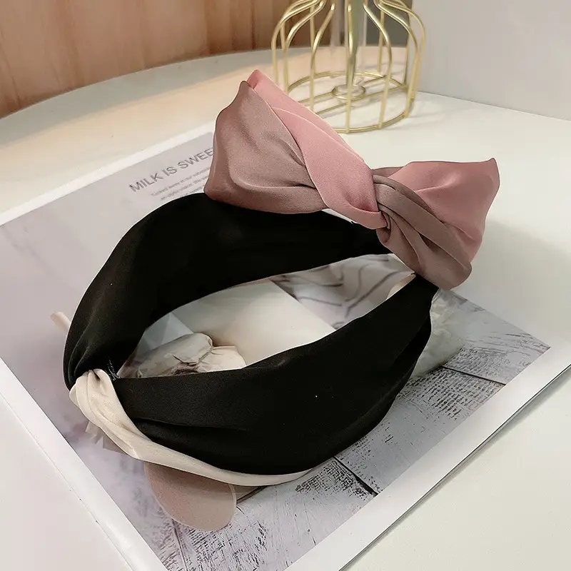 Korean Style Double Color Knot Hair Hoop Women