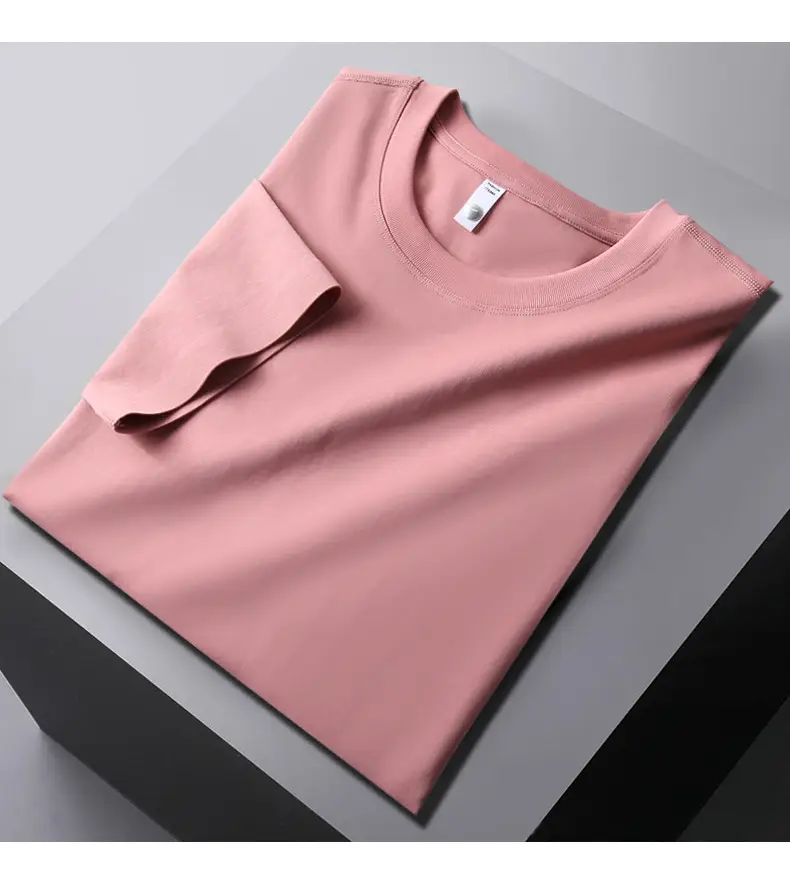 Men Pink Stretchy T-Shirt Loose Crew Neck — feature 18