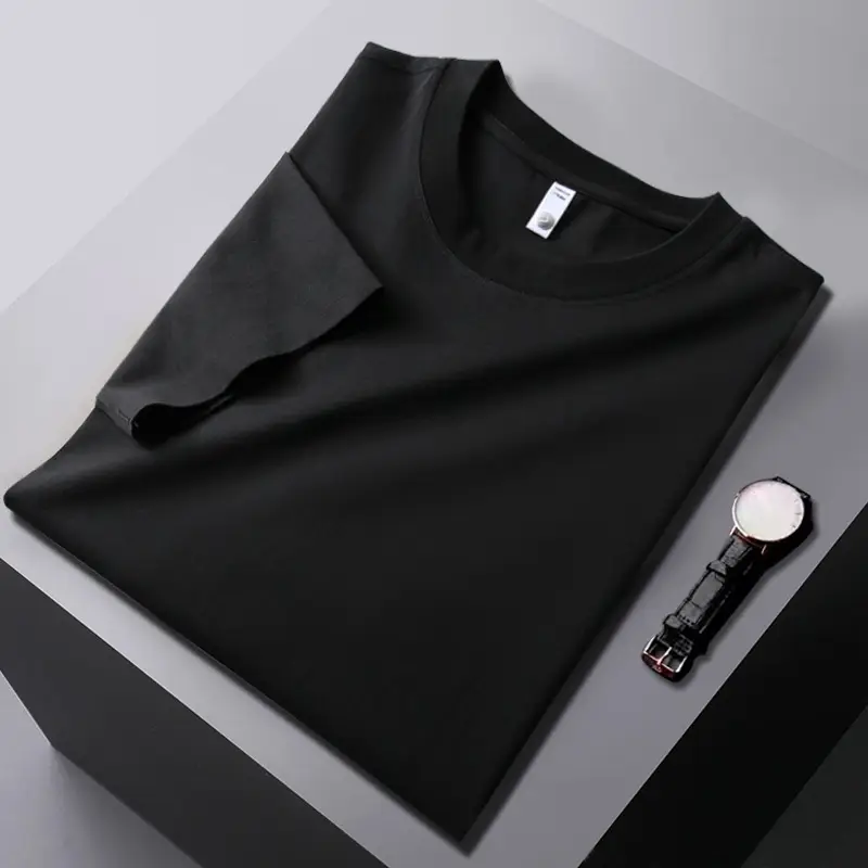 Men Pink Stretchy T-Shirt Loose Crew Neck - Image 3