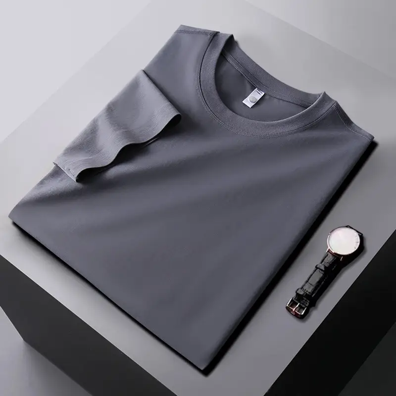 Men Pink Stretchy T-Shirt Loose Crew Neck - Image 4