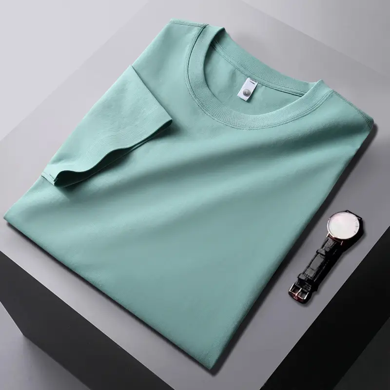 Men Pink Stretchy T-Shirt Loose Crew Neck - Image 6