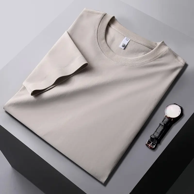 Men Pink Stretchy T-Shirt Loose Crew Neck - Image 8