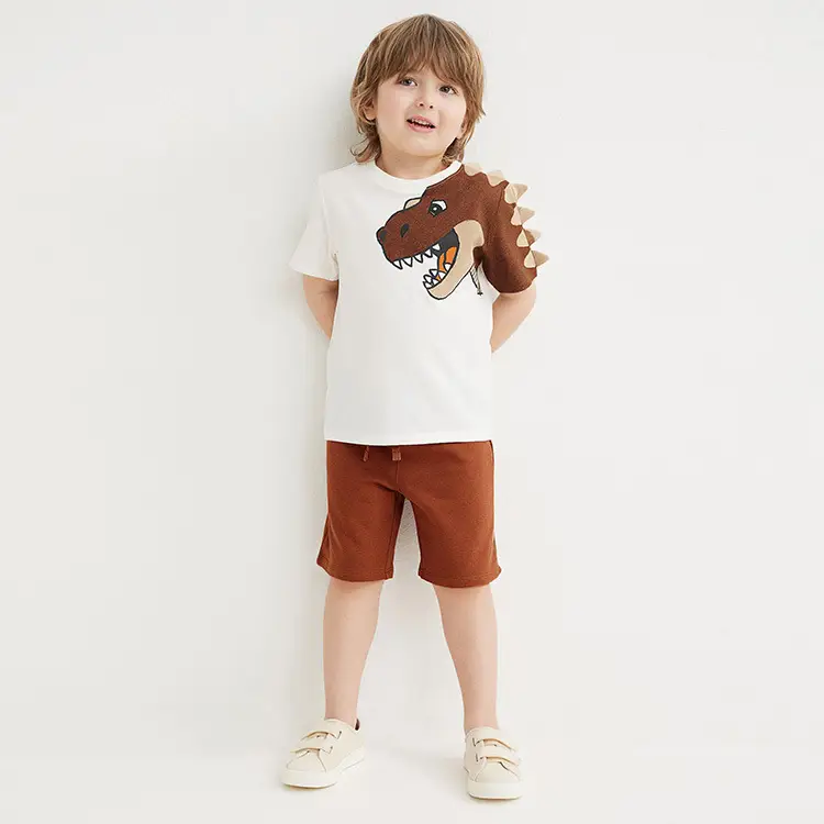 European American Boys T-Shirt Shorts Suit Summer Sports Crewneck - Image 2