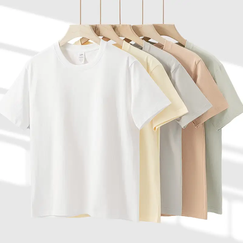 Men Brown Cotton Round Neck T-Shirt 230g