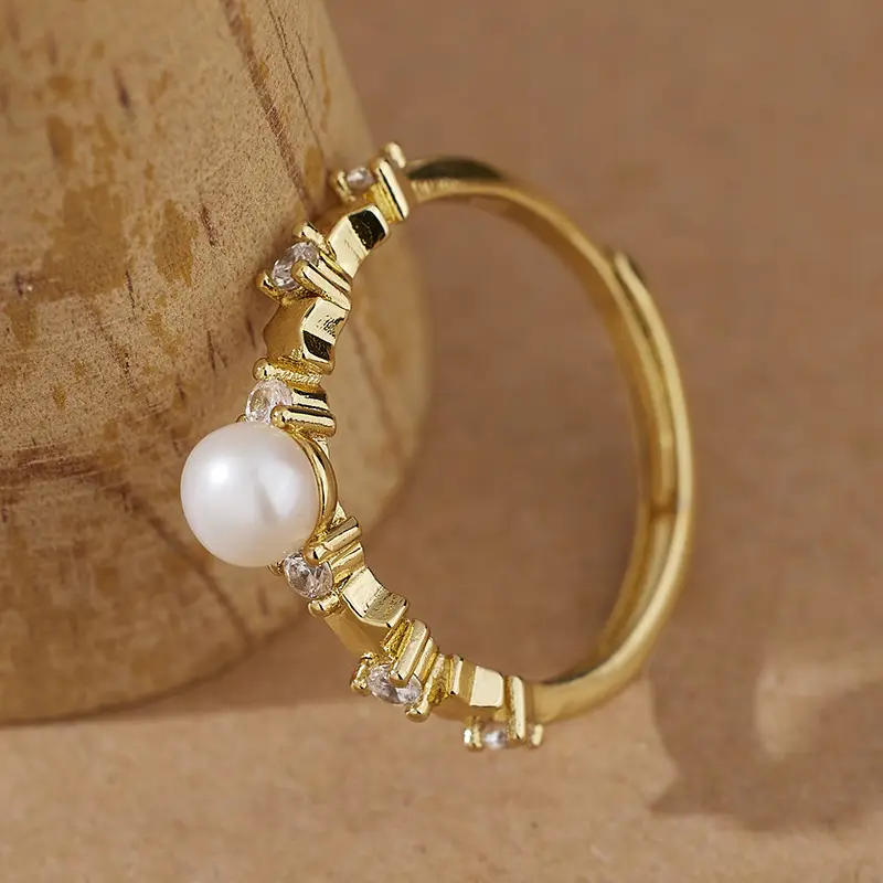Two Color Pearl Star Zircon Rings for Women - Image 4
