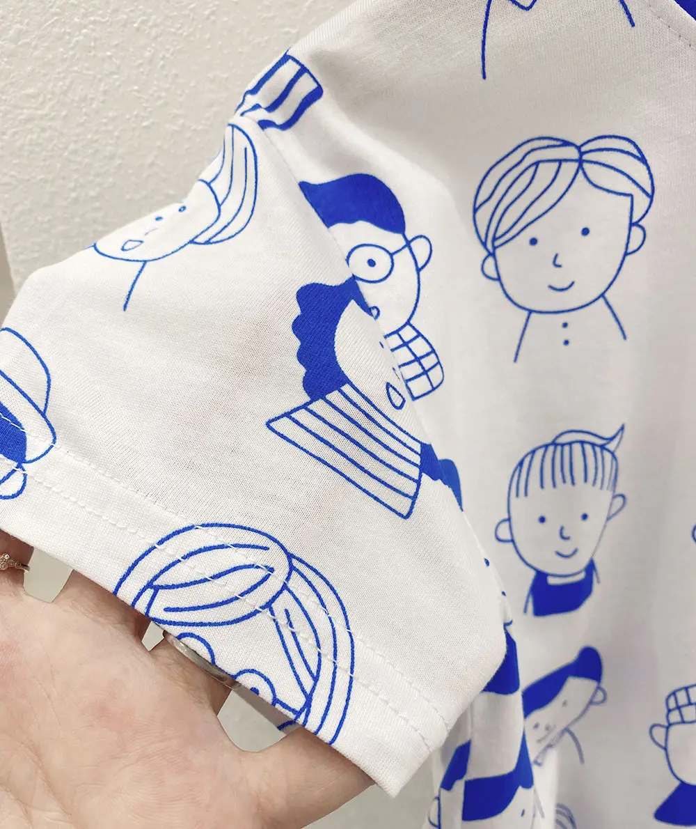 2023 Kids T-Shirt Gray Blue Cartoon Print Elastic Waist — feature 7
