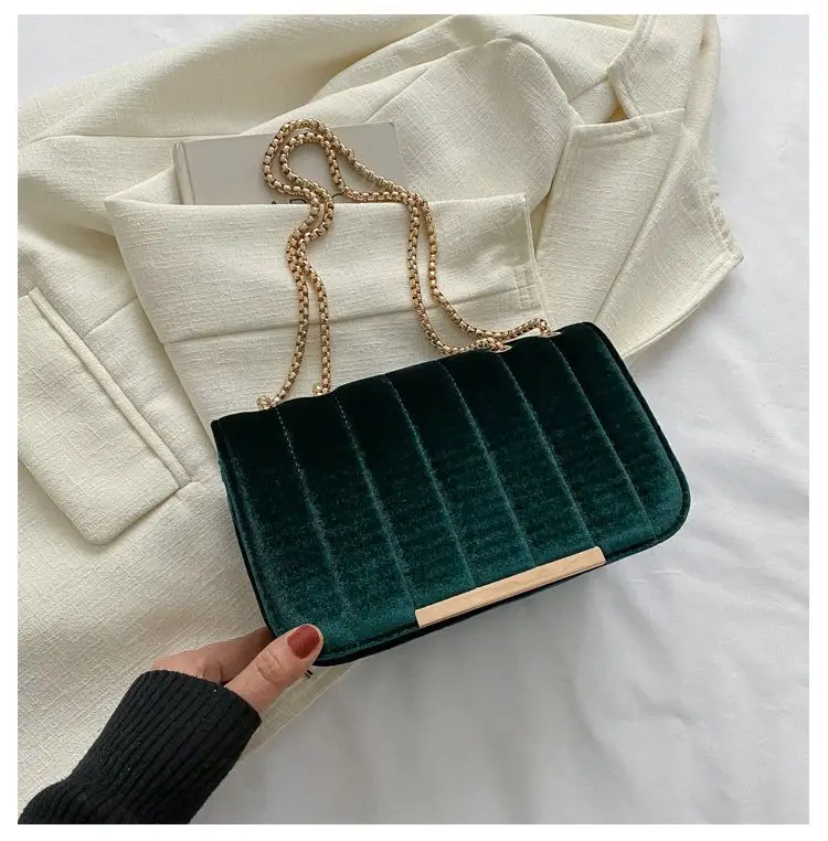 Green Velvet Chain Crossbody Bag for Women — feature 15