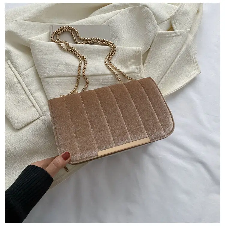 Green Velvet Chain Crossbody Bag for Women — feature 16