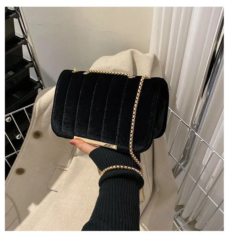 Green Velvet Chain Crossbody Bag for Women — feature 21