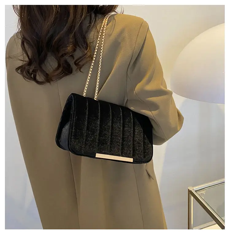 Green Velvet Chain Crossbody Bag for Women — feature 27
