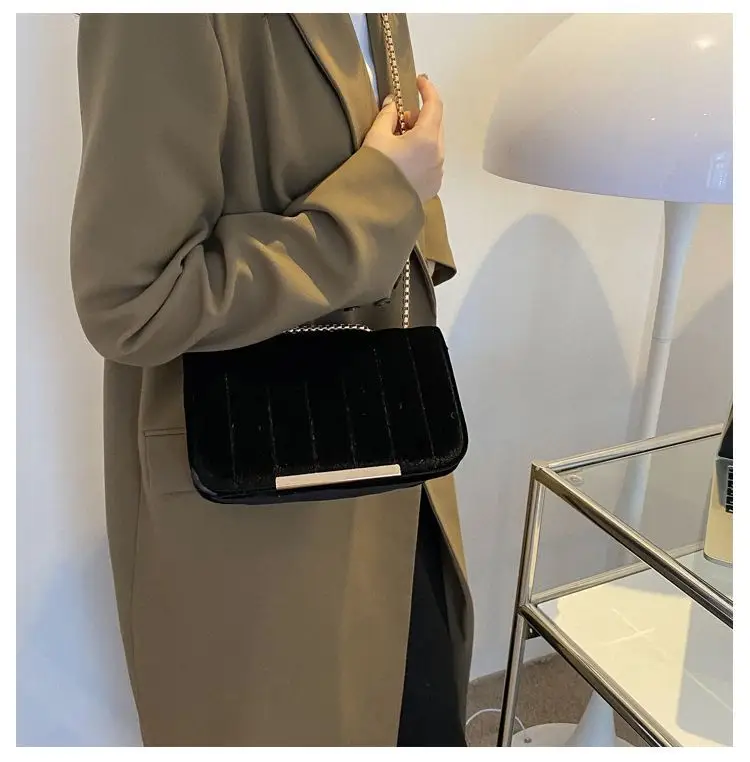 Green Velvet Chain Crossbody Bag for Women — feature 30