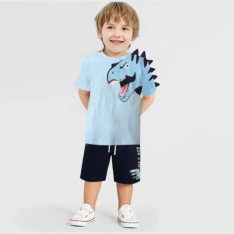 Cute Dinosaur Print Boys 2Pc Summer Wear Set - Image 5