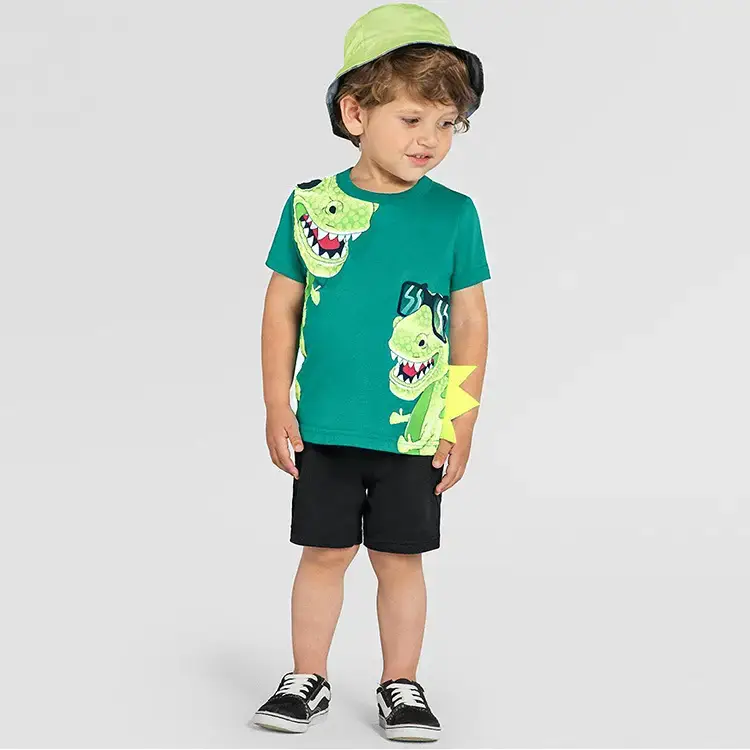 Cute Dinosaur Print Boys 2Pc Summer Wear Set - Image 6