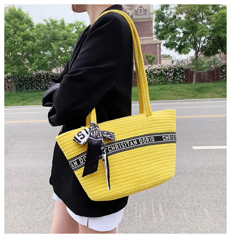 Women's Straw Tote Bag with Brand Embroidery — feature 12