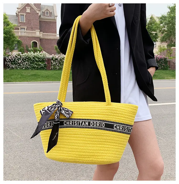 Women's Straw Tote Bag with Brand Embroidery — feature 13