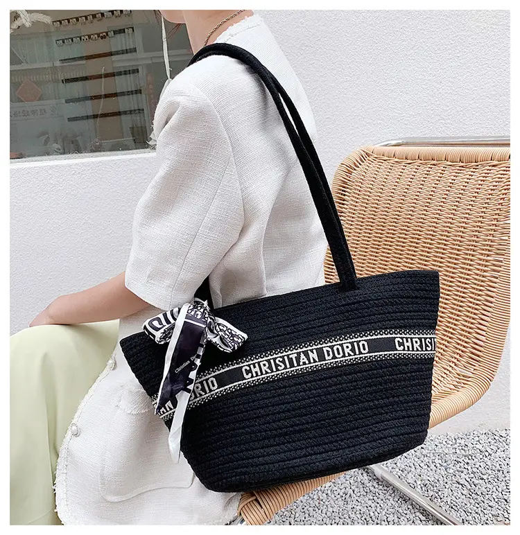 Women's Straw Tote Bag with Brand Embroidery — feature 15