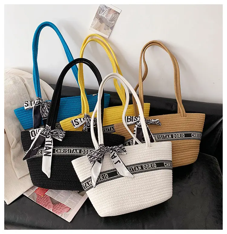 Women's Straw Tote Bag with Brand Embroidery — feature 20