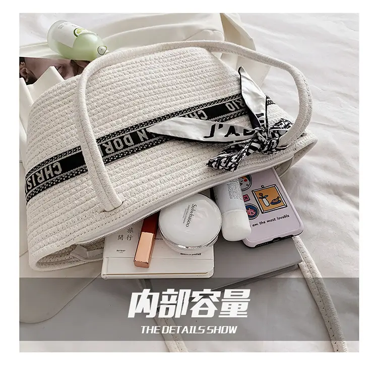 Women's Straw Tote Bag with Brand Embroidery — feature 8