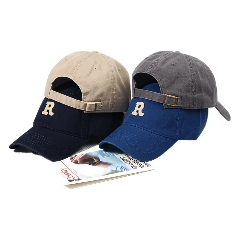 White R Label Baseball Cap for Men Women Summer