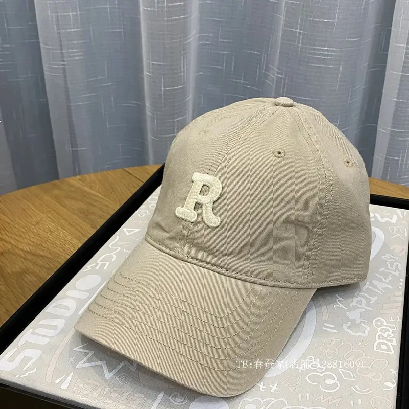 White R Label Baseball Cap for Men Women Summer - Image 3