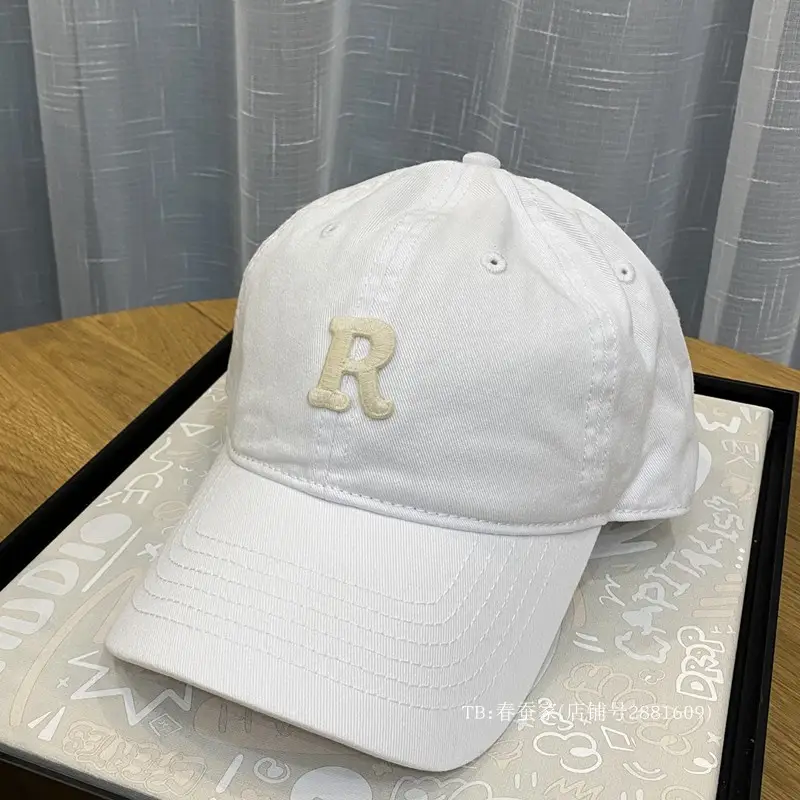 White R Label Baseball Cap for Men Women Summer - Image 4