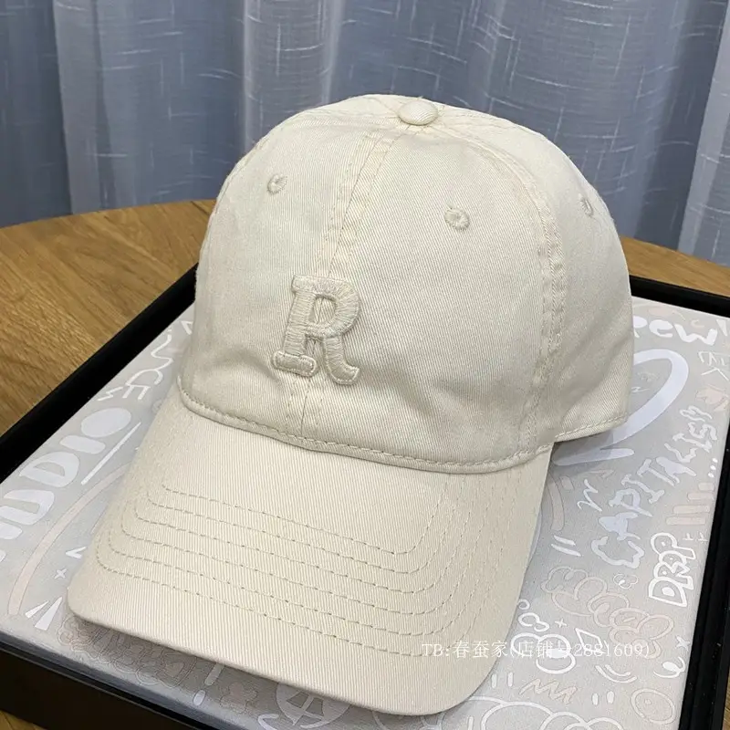 White R Label Baseball Cap for Men Women Summer - Image 5