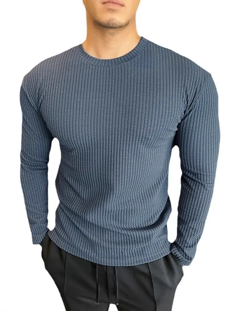 Men's Black Knit Long Sleeve T-Shirt Spring Trbottomy Brand - Image 12